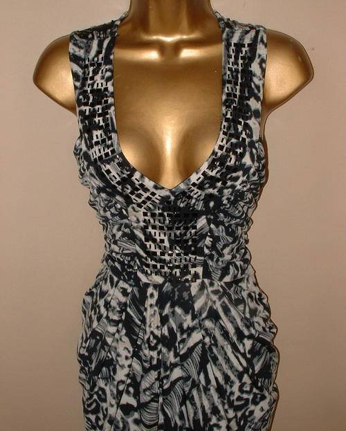 10 / 34 New ladies soft stretch animal print sequin dress - stunning quality garment.