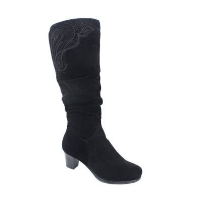 SIZE 6 1/2 Embroidery sequin black boots imported !