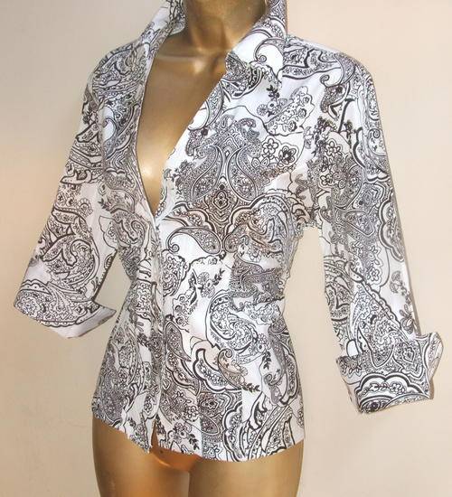 New 14 - 16 38 - 40 Moon drops Limited Collection cookie and cream paisely print ladies Shirt.,