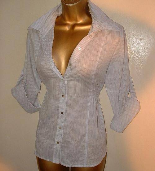 10 / 34 Brand new ladies grey and hwite pinstripe turn up sleeves elastic waist.