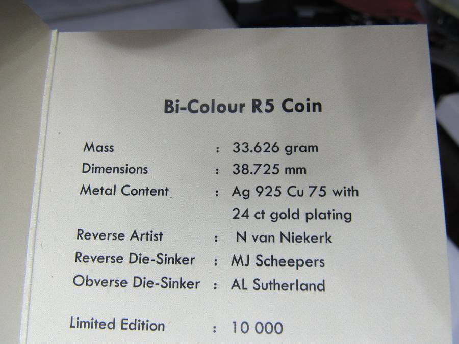 2021 SARB Centenary Crown(33.00 gram) Proof R5 with Gold-Plated centre. Limited Mintage - ONLY 3,500