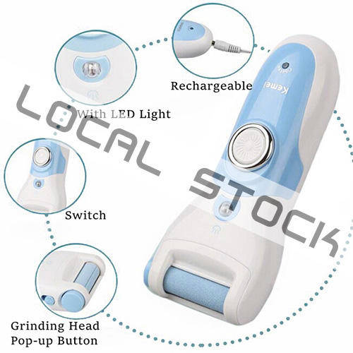 KEMEI Rechargeable Electric Foot Exfoliator Pedicure Feet Exfoliation Dead Skin Removal
