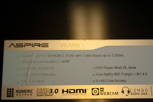 Acer Aspire V3-771G Gaming Laptop, 17 inch screen, 16GB RAM, Nvida GT 640M, 2 x 750GB Hard drives.