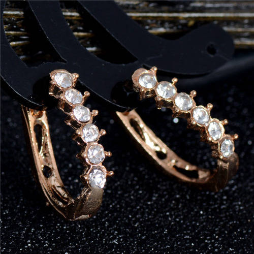 18 KT  GOLD PLATED AUSTRALIAN CRYSTAL RHINESTONE  HOOPED EAR RINGS