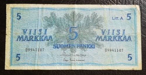Finland, 5 Markkaa, 1963
