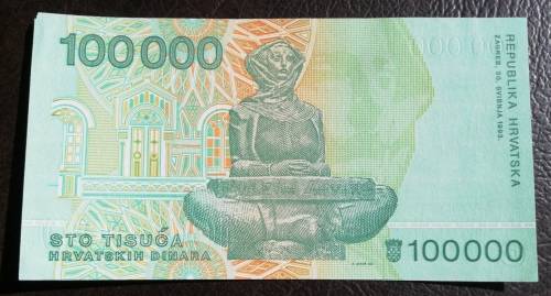 Croatia, 100000 Dinara, 1993