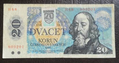 Czechoslovakia, 20 Korun, 1988