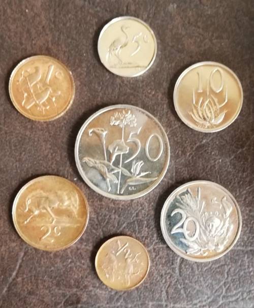 South Africa, (RSA) 1/2c, 1c, 2c, 10c, 20c, 50c, 1975 (UNC)