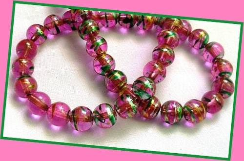 {{{Clear glass beads/Metallic Swirls..8mm ..Sold per pack of 10