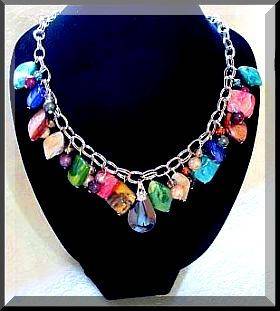 ****STUNNING, OYSTER SHELL & SHELL PEARL NECKLACE WITH PENDANT
