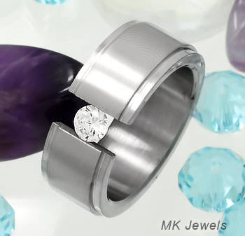 Stunning Diamond CZ Solid Stainless Steel Ring - Size 6.5