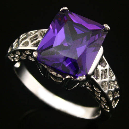 Classic Filigree Simulated Amethyst ring - Size 9
