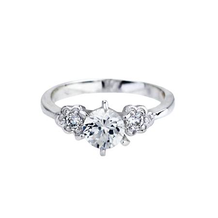 Classic Solitaire and accent Simulated Diamond ring - Size 8
