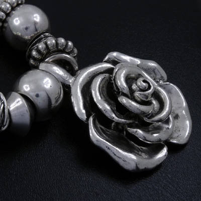 Stunning silver Necklace & Huge Rose Pendant set