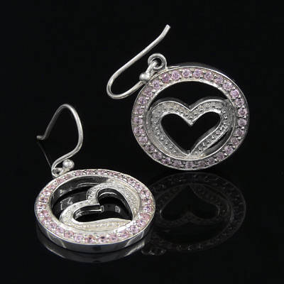 THINK VALENTINE'S !!!!!! Sterling Silver Hearts & Circle drop Earrings