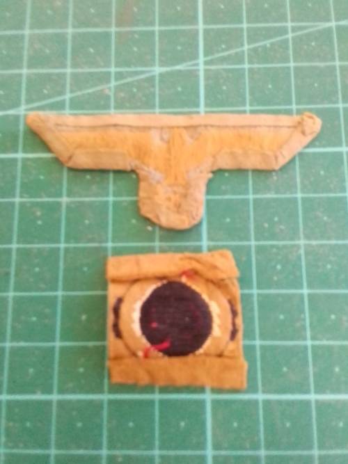 WW 2 Original German Africa Korps Cloth Cap Badges.