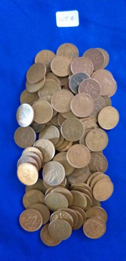 South Africa 100+ 1 cent coins. Various dates. Lot A. One bid takes all.