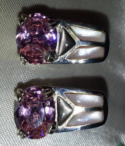 STUNNING STERLING SILVER PINK SAPPHIRE AND OPAL EARRINGS
