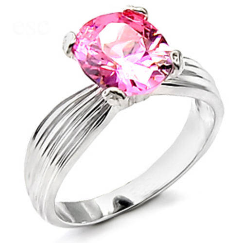 Silver Tone Pink CZ Ring -Beautiful!!! SIZE 8