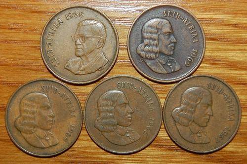 " Lot of 1960's Afrikaans 2 Cent Coins "