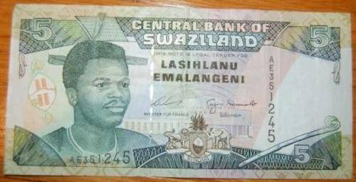 !!! SWAZILAND 5 EMALANGENI Note in used Condition !!!