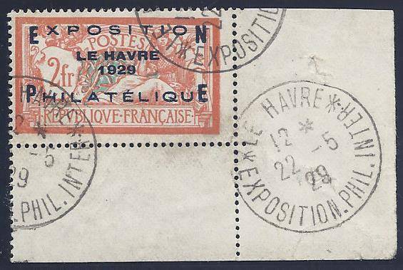 France Rarity: 1929 Le Harve Overprint fine used corner. SG 470. CV R 16,500. See Below.
