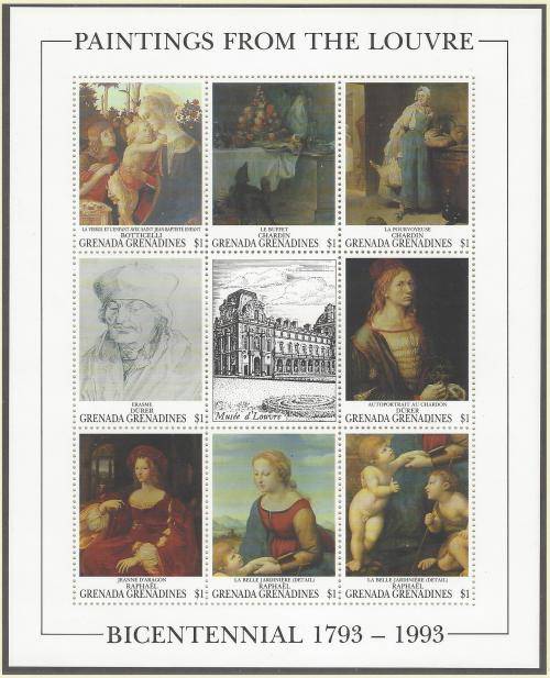 Grenada 1993 Attractive & scarce Louvre miniature sheet superb MNH. See Below.