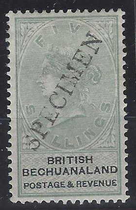 Bechuanaland 1887 Scarce 5S SPECIMEN fine mint. SACC 18S. See below.