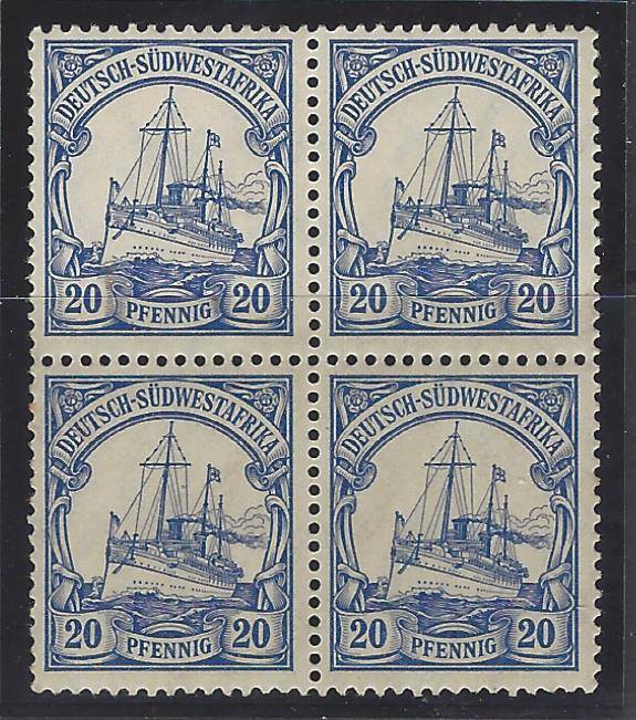 SWA (German) 1906 SACC 29 block superb MNH. See Below.