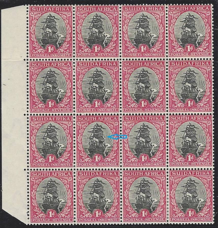 1932 Roto Issue 7/7a block (inv. wmk.) with variety UHB 37B V11 superb MNH. See below.