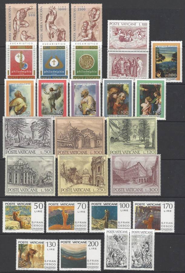 Vatican 1976/85 Collection of 24 sets superb MNH. SG between 651/842. See below.