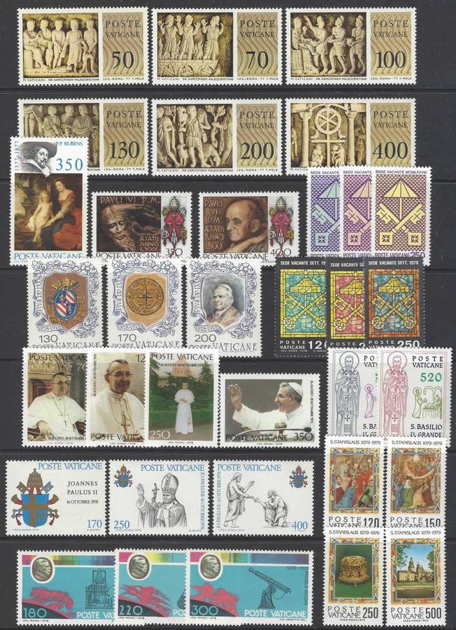 Vatican 1976/85 Collection of 24 sets superb MNH. SG between 651/842. See below.