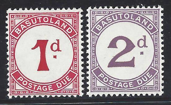 Basutoland 1953 QE II Postage Due set of 2 superb MNH. SG D1/2. See below.