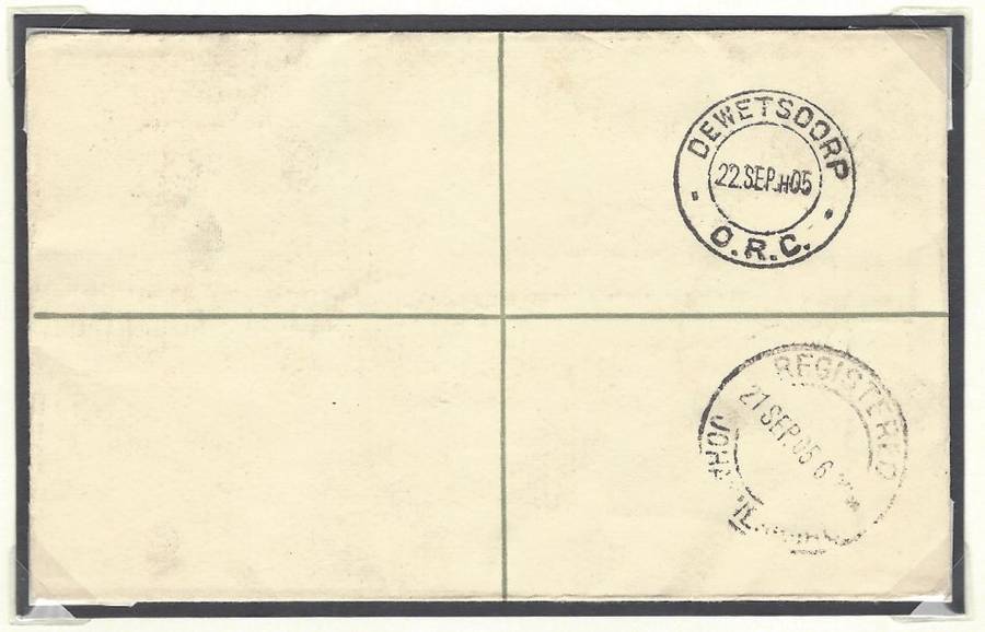 Transvaal: Jhb. sub-offices: VERY RARE ROCKEY ST. B.O. registered cover. See below.