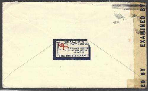 Union 1943 Censored `Michaud`s Jewellers` cover EAST LONDON to NEW YORK. See below.