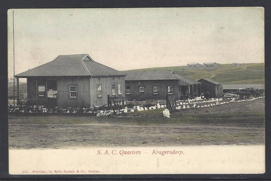 Transvaal 1900's Historic unused postcard S.A.C. Camp at Krugersdorp. See below.