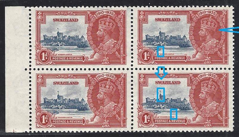 Swaziland 1935 Jubilee MNH VARIETIES: DOUBLE FLAGSTAFF & 4 others. CV R4,000++. SACC20e+. See below.
