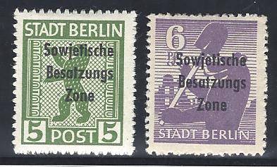 Germany (Russian Zone) 1949 mint pair with Zigzag Roulette perfs. SG RA 8,9. CV R R700+. See below.