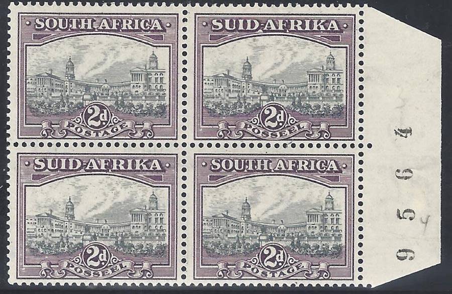 Union 1941 2d block black sheet numbers MNH (margin). R 3,000 plus. SACC 58a/SG 58a. See below.