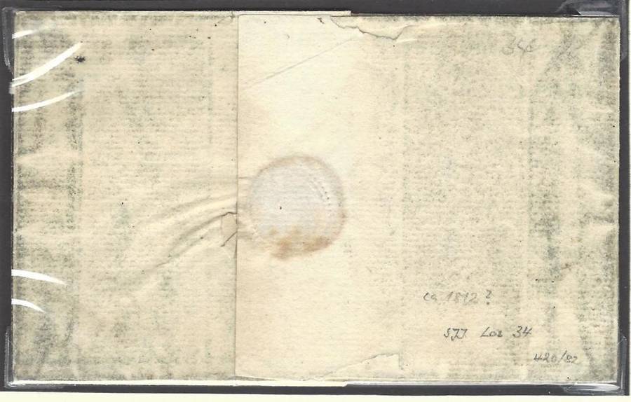 Cape c1808 wrapper with Ship Letter handstamp (SL 1) to Port Elizabeth. See below.