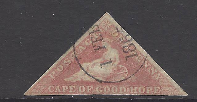Cape 1858 SACC 5a used with lovely clear bank cancellation.