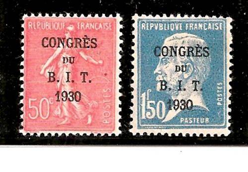 France 1930 I.L.O. set of 2 fine mint. SG 481/2. CV GBP 25.