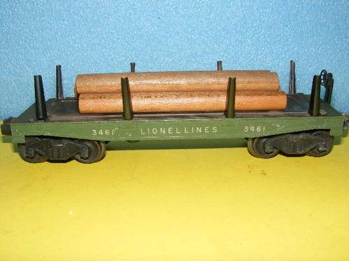 Lional O-gauge Flatbed with Stakes - Rare