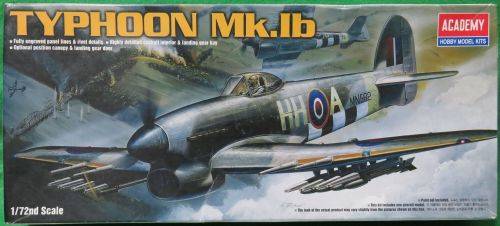 **ACADEMY**MODEL KIT**HAWKER TYPHOON MK. IB**1/72**VINTAGE**MODEL LENGTH +-13.5CM**