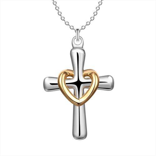 New 925 Sterling silver filled cross pendant with gold draping and FREE chain included
