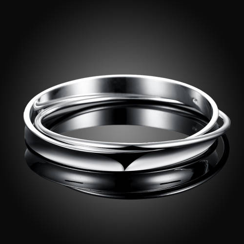New 925 Sterling silver filled stamped 6cm ladies Interlinked plain design bangle