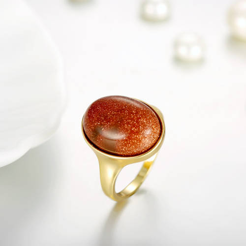 18K RGP in yellow gold, Ladies Chunky Sandstone ring
