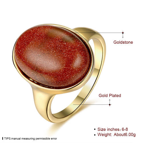 18K RGP in yellow gold, Ladies Chunky Sandstone ring