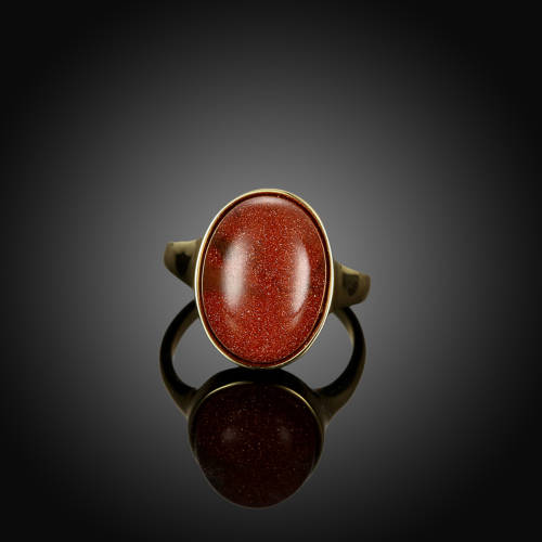 18K RGP in yellow gold, Ladies Chunky Sandstone ring