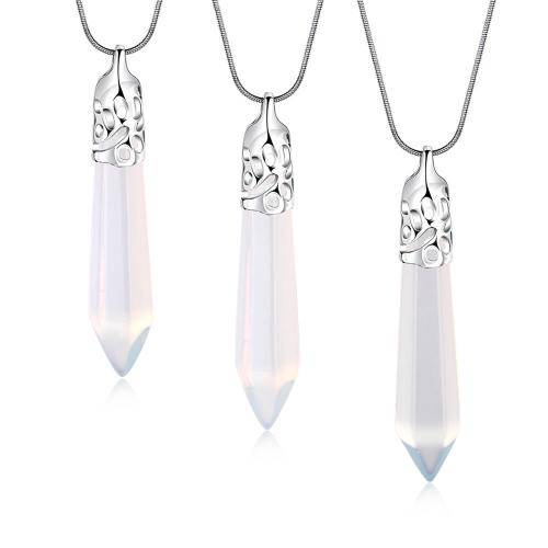 New 925 sterling silver plated White Opal stone necklace